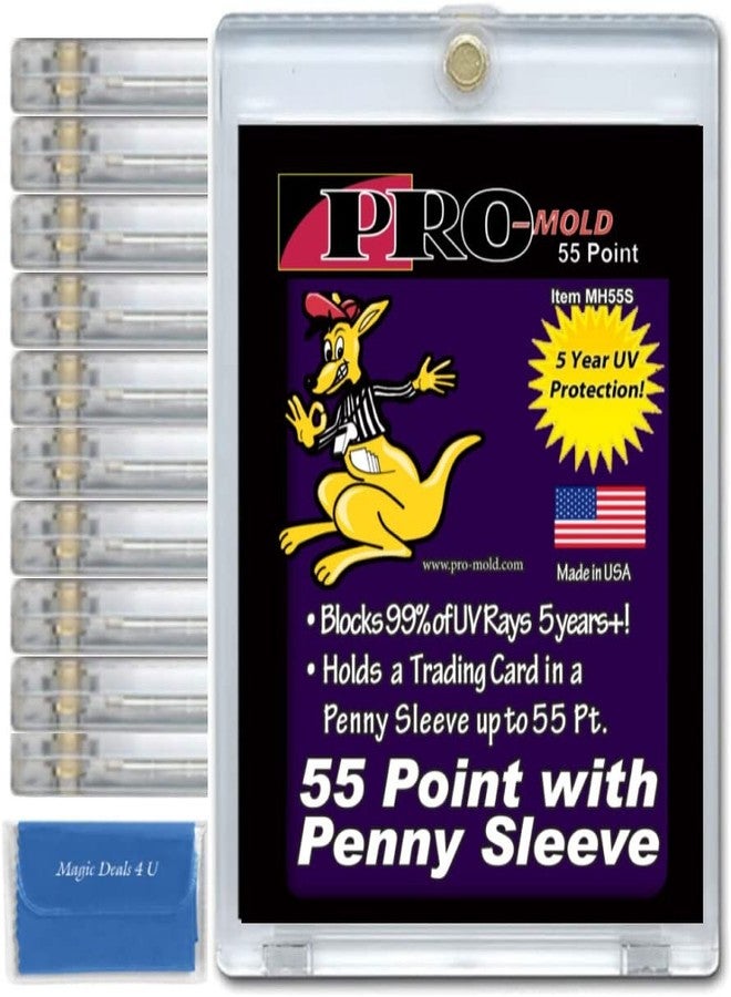 Pro-Mold 10-Count Pro-Mold 55pt. Magnetic ONE-Touch Card Holders Holds Sleeved Card MH55S (with Microfiber Cloth) - Image 1