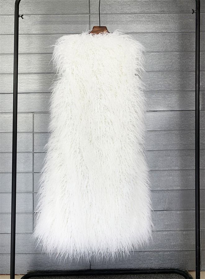Loquat Extended Faux Fur Warm Vest White  - Image 2