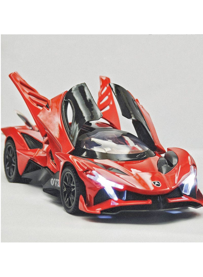 HALAMODO 1:32 Apollo Sun God Sports Car Model , Alloy Simulation RC With Light & Sound Force Control Toy for Kids Boy Girl Gift Collectible Display, Red 15.6 cm*6.8 cm*3.9 cm - Image 2