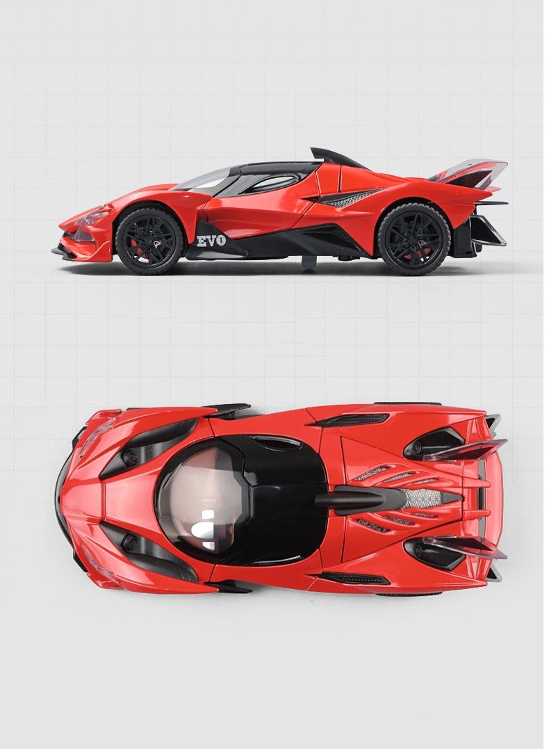 HALAMODO 1:32 Apollo Sun God Sports Car Model , Alloy Simulation RC With Light & Sound Force Control Toy for Kids Boy Girl Gift Collectible Display, Red 15.6 cm*6.8 cm*3.9 cm - Image 3