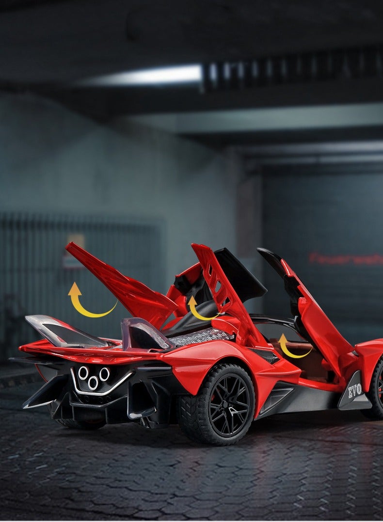 HALAMODO 1:32 Apollo Sun God Sports Car Model , Alloy Simulation RC With Light & Sound Force Control Toy for Kids Boy Girl Gift Collectible Display, Red 15.6 cm*6.8 cm*3.9 cm - Image 4