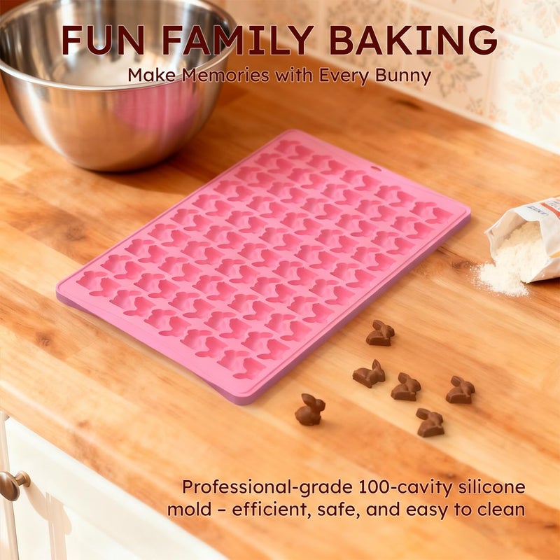 Ahorasky Gummy Candy Molds - 100-Cavity Silicone Bunny Mold, Easter Silicone Molds, Non-stick and Bpa Free for Candy Chocolate Gummies Baking - Image 4