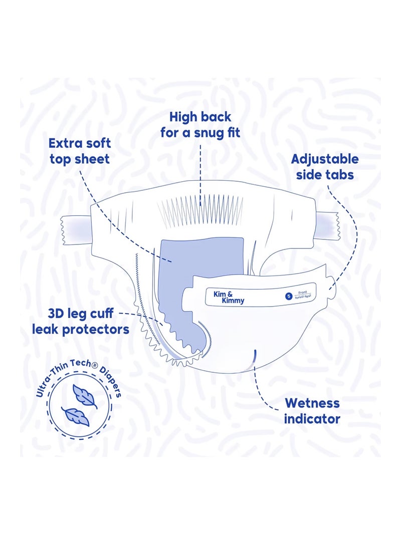 كيم آند كيمي حفاضات "كيم آند كيمي" الصديقة للبيئة - مقاس 4 (9-14 كجم) - 52 حفاضاً | حماية من التسرب لمدة 12 ساعة - تمنع الطفح الجلدي - لا تسبب الحساسية - فائقة النعومة وعالية الامتصاص - خالية من القسوة ونباتية - تصميم "رحلة فضائية" - Image 4