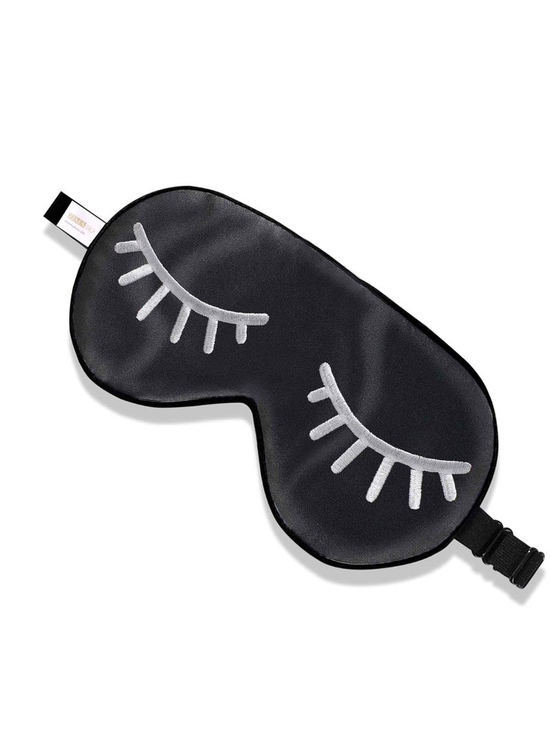 ZIMASILK ZIMASILK 100% Natural Silk Sleep Mask Blindfold,Adjustable Super-Smooth Soft Eye Mask for Sleep with Bag(Eyelashes) - Image 1