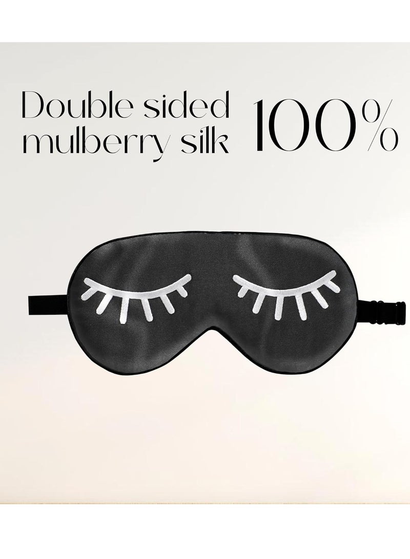 ZIMASILK ZIMASILK 100% Natural Silk Sleep Mask Blindfold,Adjustable Super-Smooth Soft Eye Mask for Sleep with Bag(Eyelashes) - Image 2