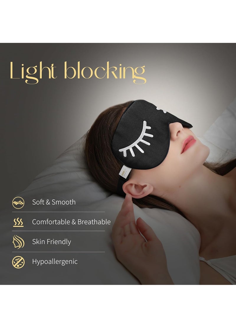 ZIMASILK ZIMASILK 100% Natural Silk Sleep Mask Blindfold,Adjustable Super-Smooth Soft Eye Mask for Sleep with Bag(Eyelashes) - Image 3