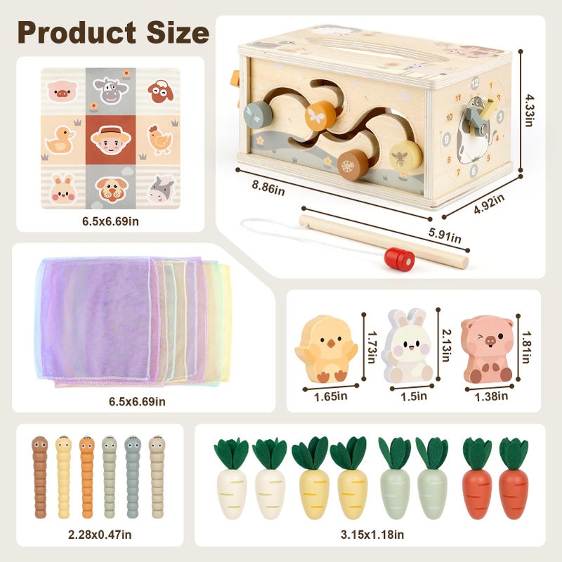 Joyreal 8-in-1 Montessori Tissue Box Toy for Baby 12 Months - Neutral Color Wooden Activity Cube for Boys and Girls First Birthday Gifts - Sensory Toy for Toddlers 1-3 Preschool Learning Education - Image 3