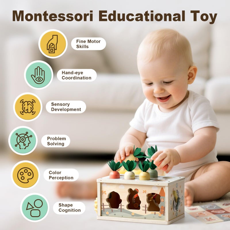Joyreal 8-in-1 Montessori Tissue Box Toy for Baby 12 Months - Neutral Color Wooden Activity Cube for Boys and Girls First Birthday Gifts - Sensory Toy for Toddlers 1-3 Preschool Learning Education - Image 5