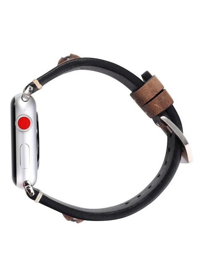 NIBEMINENT Retro Big Eyes Replacement Watchband For Apple Watch Series 7 41mm/6 & Se 5 4 40mm/3 2 1 38mm Dark Brown - Image 5