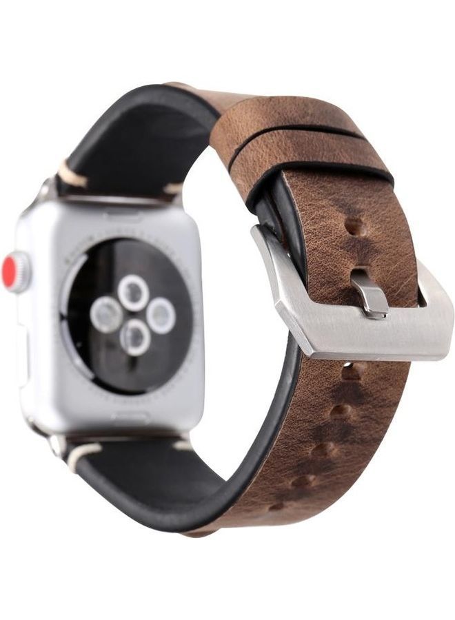 NIBEMINENT Retro Big Eyes Replacement Watchband For Apple Watch Series 7 41mm/6 & Se 5 4 40mm/3 2 1 38mm Dark Brown - Image 4