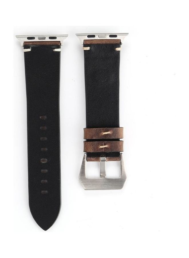 NIBEMINENT Retro Big Eyes Replacement Watchband For Apple Watch Series 7 41mm/6 & Se 5 4 40mm/3 2 1 38mm Dark Brown - Image 2