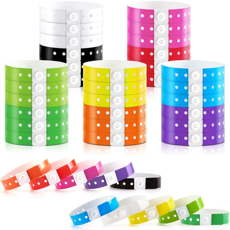 Henoyso 300 Pcs Multicolor Plastic Wristbands for Events Vinyl Wristband Plastic Bracelet for Events Arm Band Identification for Concerts Carnivals - Image 2