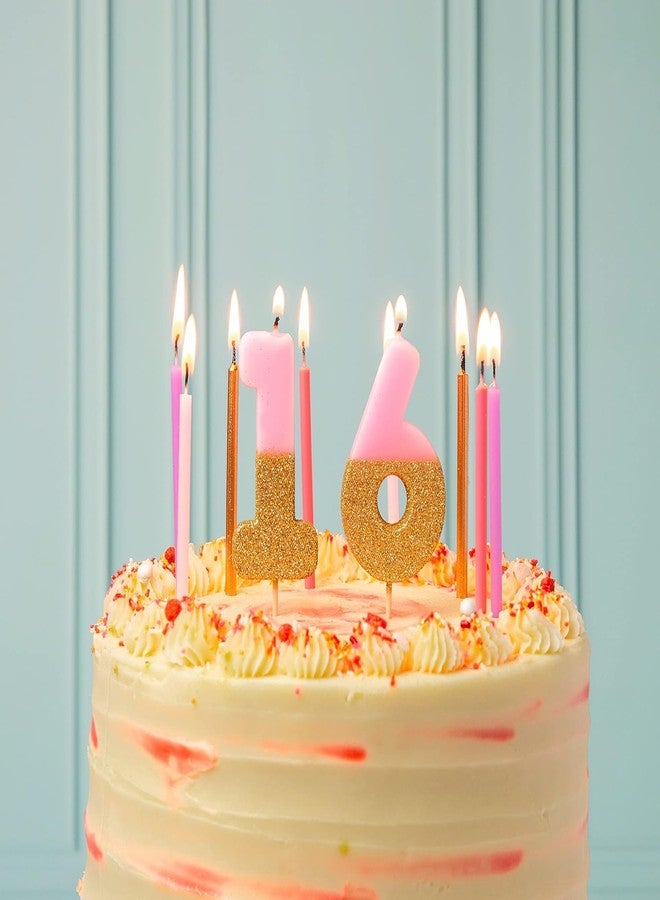 Talking Tables Pink Number 0 Birthday Candle with Gold Glitter Premium Quality Cake Topper Decoration For Kids, Adults, Party, Anniversary, Milestone Age, Height 8cm, 3" - Image 3