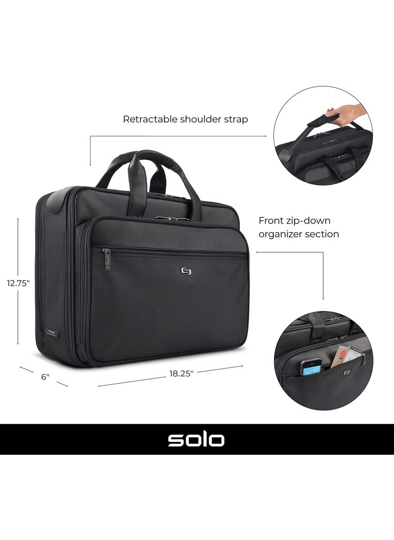 Solo Solo New York Briefcase  Laptop Carrying Bag for Women  Men Brief for Travel  Work File Compartment Retractable Shoulder Strap Fits 16 Computer  Paramount Black  - Image 2