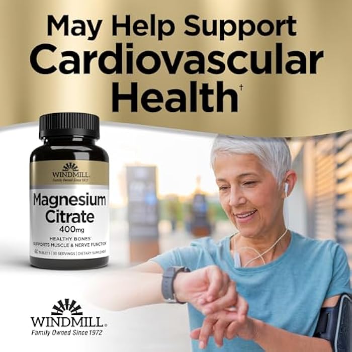 Windmill Natural Vitamins Magnesium Citrate 400 mg, Immune Support, Supports Healthy Heart, 60 Count, 30 Servings - Image 3