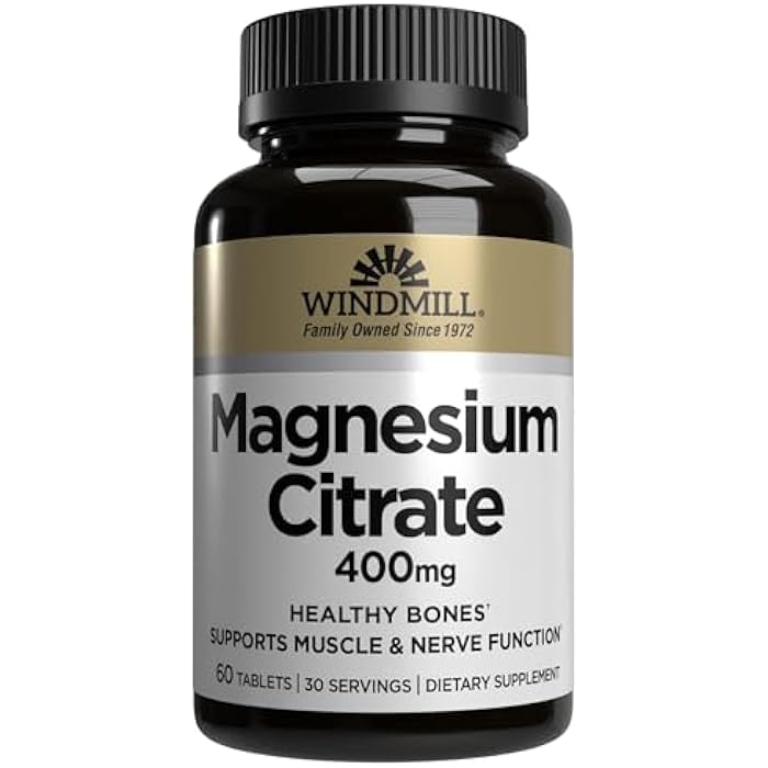 Windmill Natural Vitamins Magnesium Citrate 400 mg, Immune Support, Supports Healthy Heart, 60 Count, 30 Servings - Image 1