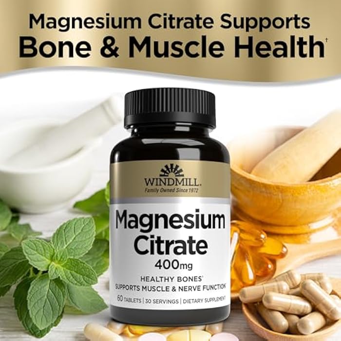Windmill Natural Vitamins Magnesium Citrate 400 mg, Immune Support, Supports Healthy Heart, 60 Count, 30 Servings - Image 4