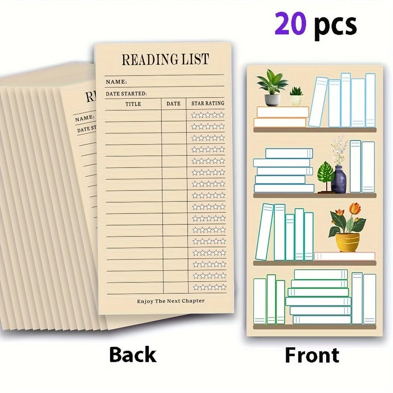 20pcs Double Sided Bookmark Reading Log Type B For Book Lovers Students Teachers - Image 1