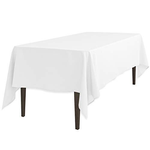 LTC LINENS LinenTablecloth 60 x 102-Inch Rectangular Polyester Tablecloth White - Image 3