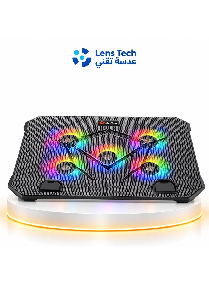 MeeTion CP3030 Laptop Cooling Pad with 5 Fans, RGB LED, and 2 USB Ports for 9-15.6 Inch Laptops - Image 1