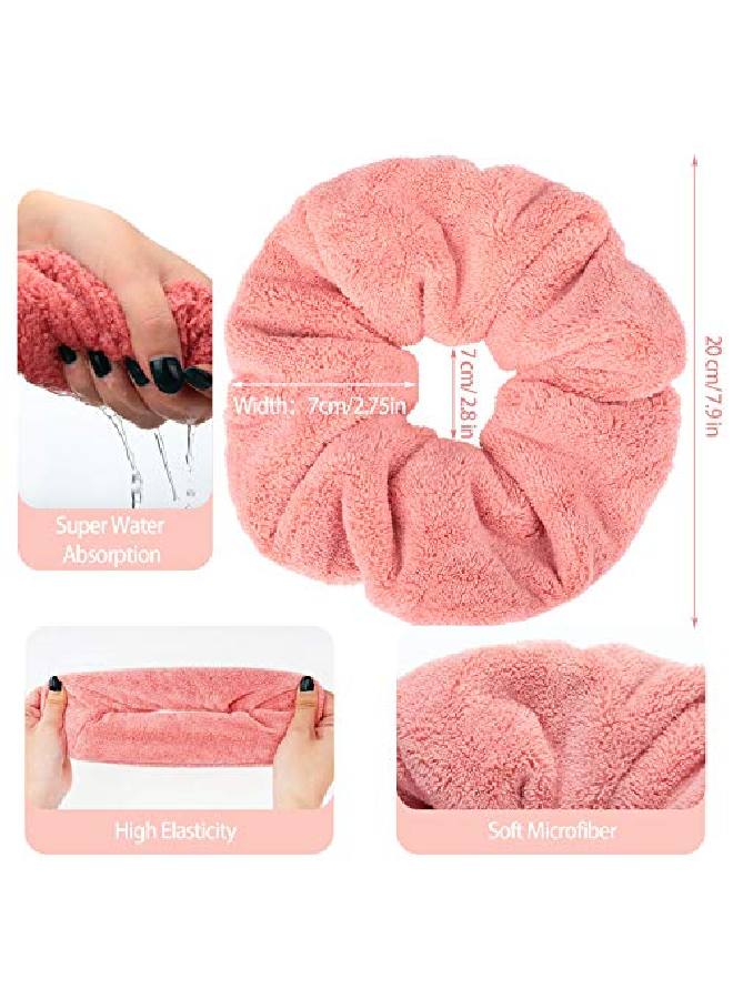 WILLBOND 4 Pieces Large Drying Scrunchies Microfiber Towel Hair Scrunchies Thick Soft Hair Scrunchies Fuzzy Scrunchy Ponytail Holder For Hair Light Bobbles Ropes Wet And Dry Hair Accessories (Classic Colors) - Image 3