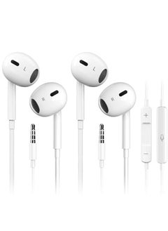 Wired Earbuds,【Ultra clear calls & no noise】 Headphones Earbuds Wired 3.5mm, in-Ear Earphones with Mic, Compatible with iPhone/iPad/Android/Laptop/PC 【2 Pack