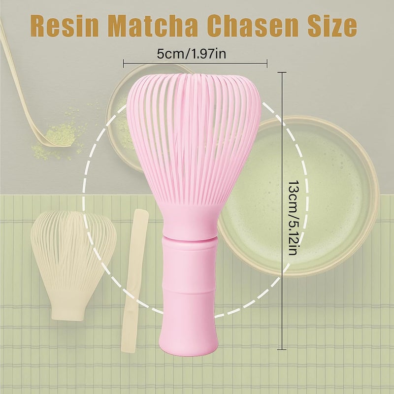Sumsive Resin Matcha Whisk Traditional Japanese Chasen Matcha Tea Whisk Gifts for Tea Lovers Reusable Plastic Matcha Whisk for Authentic Tea Preparation (Pink) - Image 2