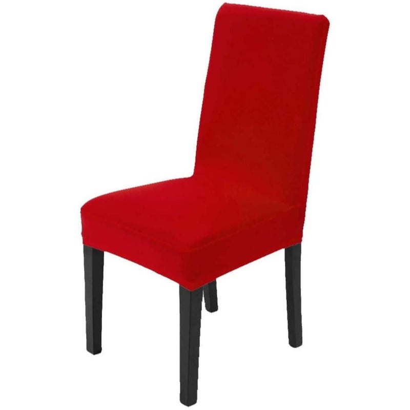 SOLARAE Chair Covers for Dining Room Set of 6 Soft Stretch Chair Protectors Slipcovers Removable and Washable Red - Image 2