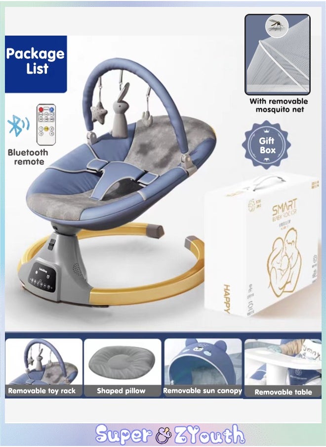 Super ZYouth Smart Baby Swings for Infants to Toddler, Electric Baby Rocker Chair with Remote Control, Removable Dinner Plate, Mosquito Net, 4 Ways Swings, 3 Timer Settings, Electric Bouncer for Baby 0-36 Month  - Image 2
