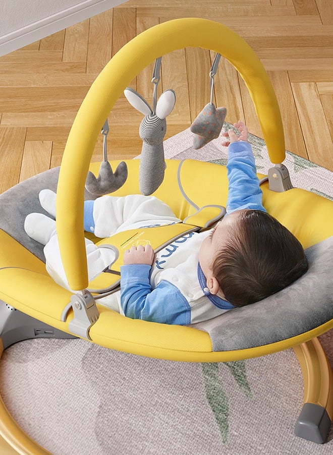 Smart Baby Swings for Infants to Toddler, Electric Baby Rocker Chair with Remote Control, Removable Dinner Plate, Mosquito Net, 4 Ways Swings, 3 Timer Settings, Electric Bouncer for Baby 0-36 Month