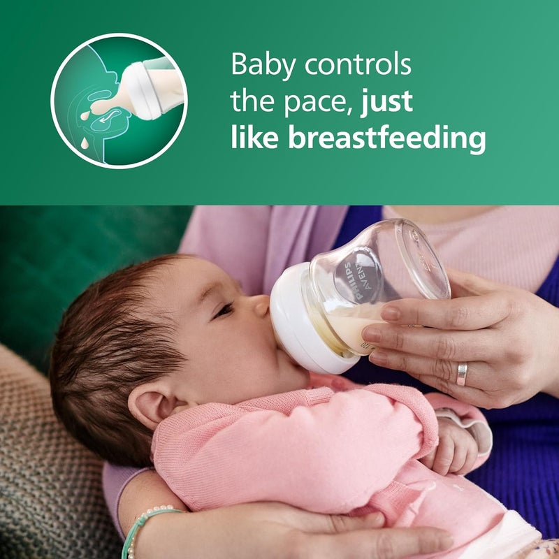 Avent Philips AVENT Glass Natural Baby Bottle with Natural Response, Clear, 4oz, 4pk, SCY910/04 - Image 2