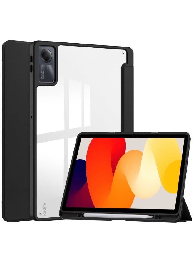 general Case for Redmi Pad2 11 Inch (2025 ) with Pen Holder, Clear Clear Back Hard PC, Slim Protective Case Trifold Stand - Image 1