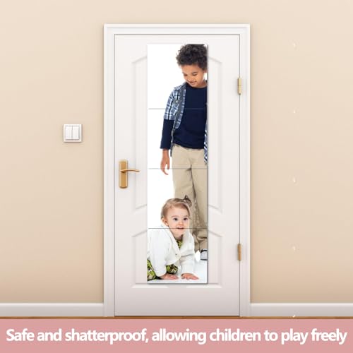 BQRIS Unbreakable Wall Mirror Full Length,Over the Door Mirror for Bedroom,4Pcs 10inchx10inch Acrylic Mirror Kids,Shatterproof Plexiglass Long Mirrors,Children Non Glass Stick on Mirrors Tiles self adhesive - Image 4
