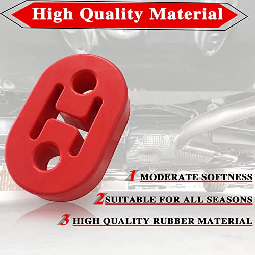 BSAMZO 2Pcs Exhaust Hanger Rubber 2 Holes Adjustable Insulator Bushing Rubber Insulator High Density & Anti-Corrosion Rubber Universal for Car/Truck/Jeep/SUV (Red) - Image 4