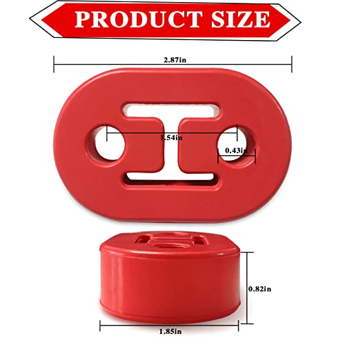 BSAMZO 2Pcs Exhaust Hanger Rubber 2 Holes Adjustable Insulator Bushing Rubber Insulator High Density & Anti-Corrosion Rubber Universal for Car/Truck/Jeep/SUV (Red) - Image 2