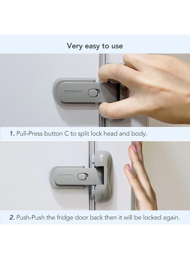 moonybaby Freezer Door Latches to Keep Closed, Also for Fridge Lock for Kids, 1 Pack, Space Gray by Moonybaby - Image 4