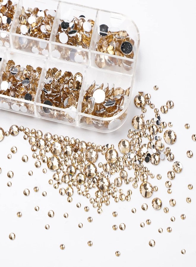 Canvalite 2784Pcs Champagne Rhinestones Flat Back Gems, Nail Rhinestones Gems with Jewelry Glues Pick Up Tweezers and Rhinestone Picker Dotting Pen, Nail Art Tools for Nails, Clothes, Face, Craft - Image 4