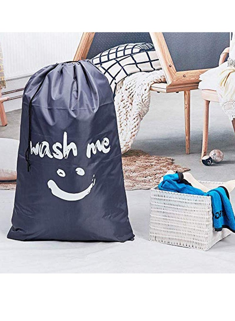 SYOSI 2 Pack XL Wash Me Travel Laundry Bag, Machine Washable Dirty Clothes Organizer, Large Enough to Hold 4 Loads of Laundry, Easy Fit a Laundry Hamper or Basket, Light Blue and Grey Patent Design - Image 2