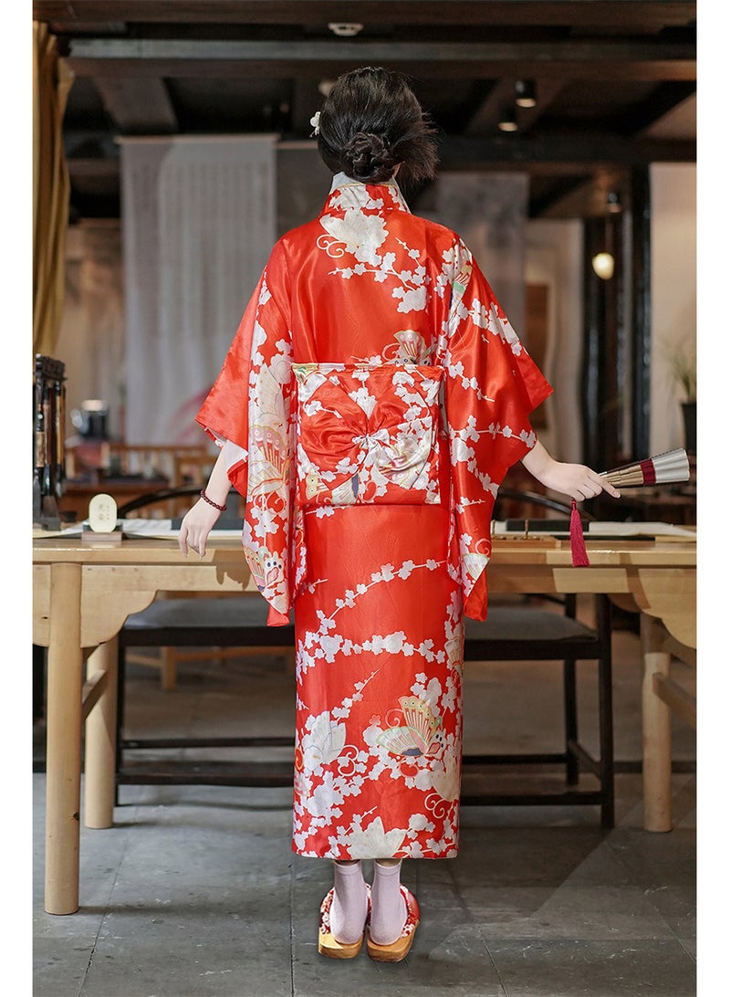Japanese Kimono, Japanese Traditional Clothing for Nightgown, Bathrobe, Home Clothes, Ethnic Style Stage Performance Clothes(Does not include fan) - Image 5