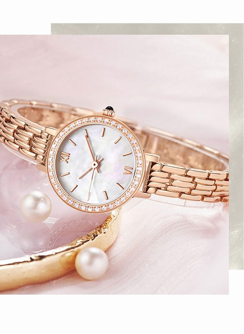 roaiss - Ladies Quartz Watch, Stylish and Elegant Waterproof Wrist Band Watch, Vintage Round Dial for Office Work Business Travel Dating, Gift for Women, Round(Rose Gold) - Image 1