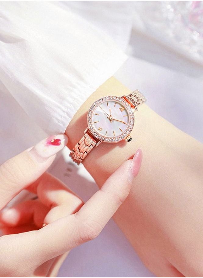 roaiss - Ladies Quartz Watch, Stylish and Elegant Waterproof Wrist Band Watch, Vintage Round Dial for Office Work Business Travel Dating, Gift for Women, Round(Rose Gold) - Image 1