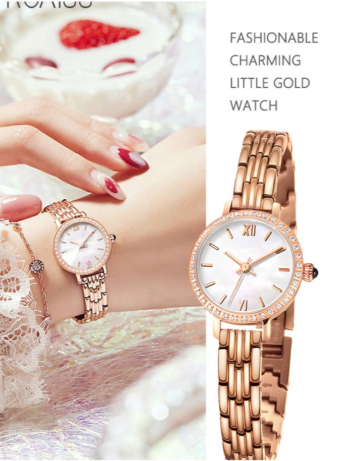 roaiss - Ladies Quartz Watch, Stylish and Elegant Waterproof Wrist Band Watch, Vintage Round Dial for Office Work Business Travel Dating, Gift for Women, Round(Rose Gold) - Image 1