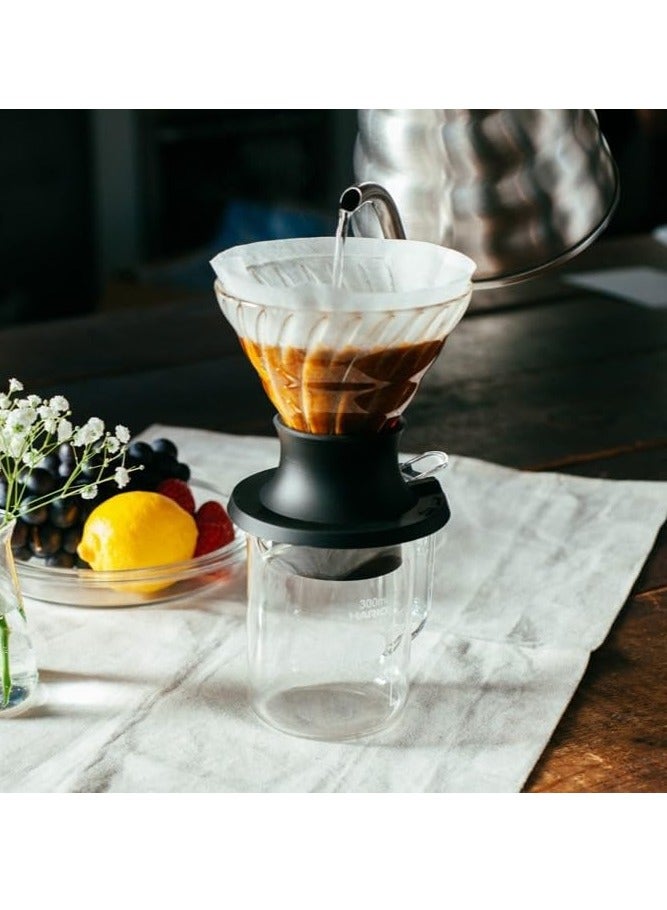 لياوسيسي منقط قهوة غمر شفاف "Switch" مع 40 عبوة من 02 مرشحات V60 بحجم خادم أكثر من حصة صب زجاج البورسليكات العالي المقاوم للحرارة الشفاف للمنزل للمكتب - Image 2