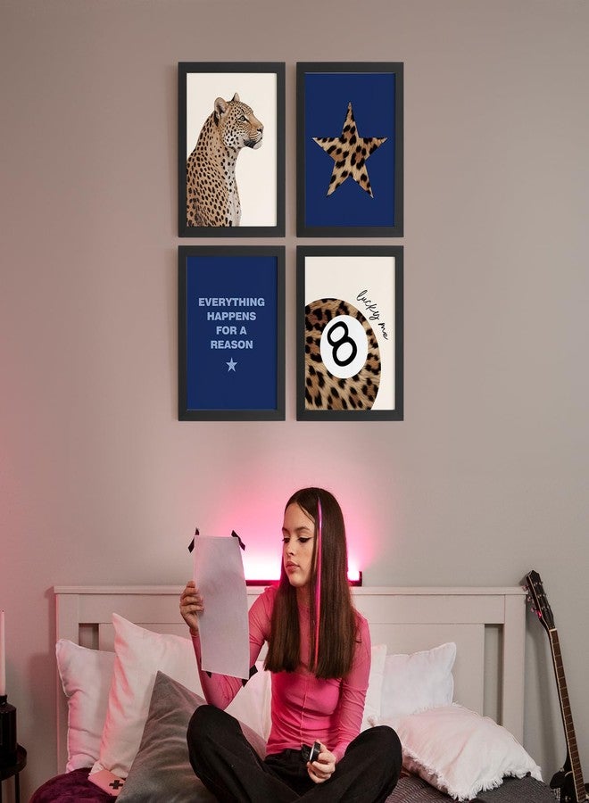 DSHFG Preppy Navy Blue Leopard Cheetah Prints Y2K Room Decor Funky Cheetah Posters for College Dorm Decor Wall Art Set of 4, Lucky 8 Ball Poster for Teen Girls Bedroom Bathroom Dorm 8x10 Unframed - Image 4