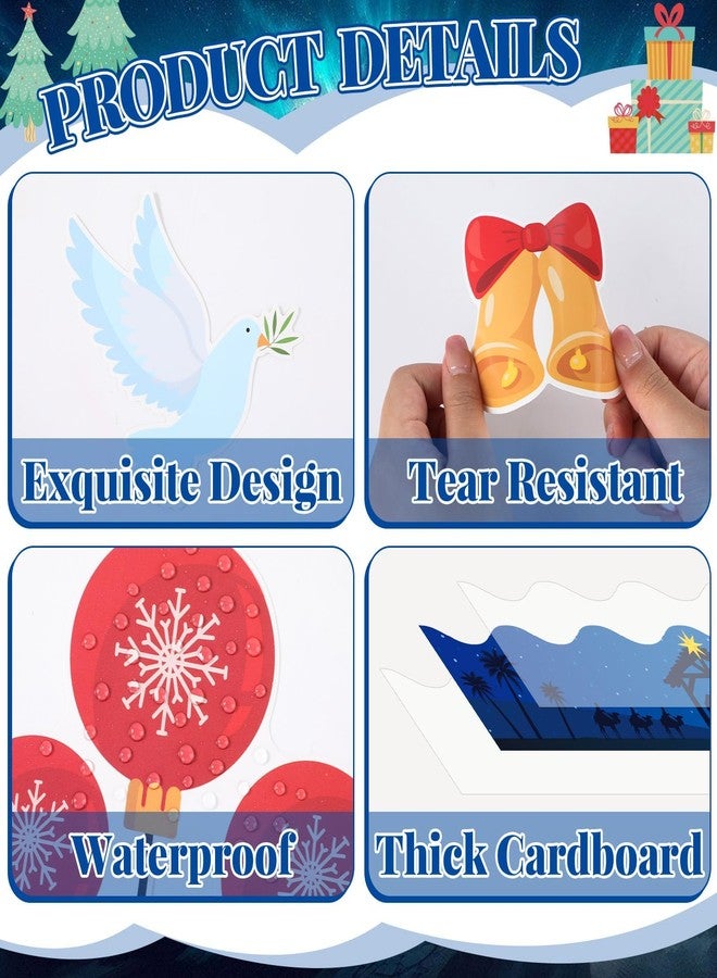 ojustbeok Christmas Nativity Bulletin Board Set Christian Jesus Birth Classroom Decorations Religious Nativity Scene Snowflakes Cutouts for Winter Holiday Sunday School Classroom Church Chalkboard Wall Decor - Image 3
