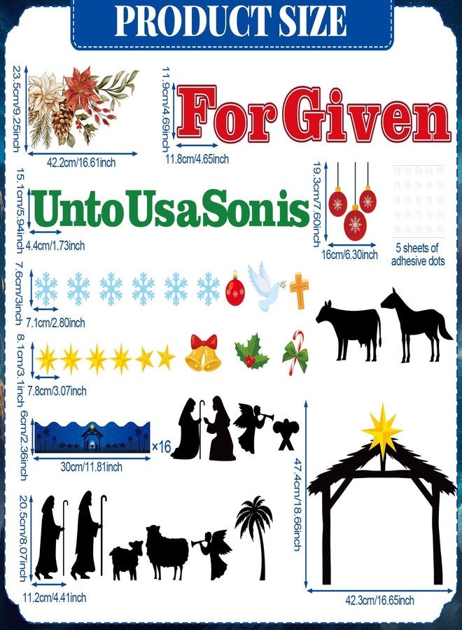 ojustbeok Christmas Nativity Bulletin Board Set Christian Jesus Birth Classroom Decorations Religious Nativity Scene Snowflakes Cutouts for Winter Holiday Sunday School Classroom Church Chalkboard Wall Decor - Image 2