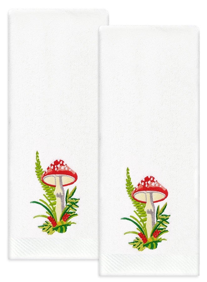 JarThenaAMCS 2Pcs Mushroom Hand Towels Forest Plants Embroidered Bathroom Towel Decorative Dish Towel for Hand Drying Cleaning Cooking Gift, 30 x 14 Inch - Image 1
