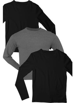 Rock&Roll Plain 2 Black, 1 Anthracite Long Sleeve Men's T-Shirt 3-Piece Eco Pack  - Image 1