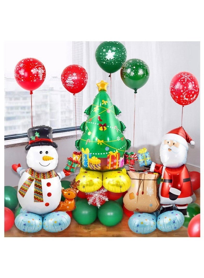 30Pcs Christmas Decor， Balloons Santa Claus, Snowman Candy Cane Party Decor