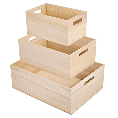 Sorbus Unfinished Wood Crates Organizer Bins Wooden Box for Pantry Organizer Storage Closet Arts Crafts Cabinet Organizers Containers for Organizing 3 Pack - Image 3
